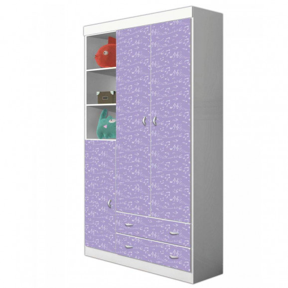 Guarda Roupa Infantil 3 Portas Zanzini Emocao Branco Lilas