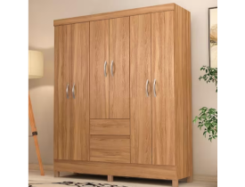 Guarda-Roupa Bartira Brusque II com 149 cm de Largura, 6 Portas e 2 Gavetas - Amêndola