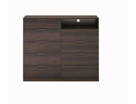 Cômoda Bartira Versatti com 9 Gavetas e Nicho - Café / Bronze