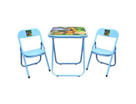CONJUNTO DOBRAVEL INFANTIL C/ MESA E 2 CADEIRAS UTILAÇO AZUL FLORESTA
