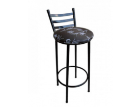 BANQUETA UTILAÇO BAR C/ ENCOSTO EM CHAPA PRETO FLORAL ADU0210