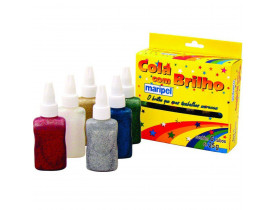 Cola Com Glitter 25g. C/06 Cores Sortidas Maripel