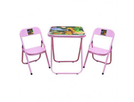 CONJUNTO DOBRAVEL INFANTIL C/ MESA E 2 CADEIRAS UTILAÇO ROSA FLORESTA
