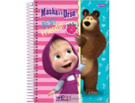 Caderno  01X1 Capa  Dura  2019 Masha  E O Urso  96 Folhas