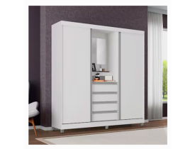 Guarda-Roupa Bartira Fortaleza II com Espelho, 2 Portas de Correr, 4 Gavetas - 184,5 cm de Largura - Branco (Cód. Item 11116917)  Outros produtos Bartira