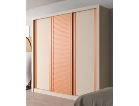 Guarda-Roupa Bartira Village com 3 Portas, 4 Gavetas e 243,1cm de Largura - Areia/Peroba