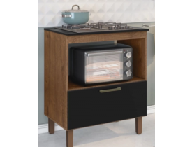 BALCÃO ZANZINI PARA COOKTOOP 04 BOCAS 1 PORTA NATURA/PRETO