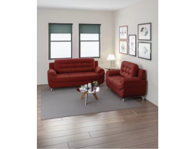 Sofá 3 e 2 Lugares Linoforte Mercury Revestido em Tecido Suede - Vermelho Carmim