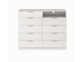 Cômoda Bartira Versatti com 9 Gavetas e Nicho - Branco