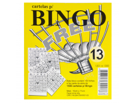 CARTELA PARA BINGO FREE AMARELO COM 100 FOLHAS