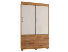 Guarda Roupa Buzios Solteiro 2 Portas 6 Gavetas Rud Rack CEDRO/AREIA