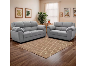 Sofá de 3 e 2 Lugares Cama inBox Paris com 202cm e 152cm de Larguras e Revestidos em Bouclé - Cinza Claro