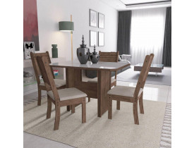 CONJUNTO DE MESA NEW CHARM INDEKES 1,10 C/ 4 CADEIRAS (DISP. CADEIRAS PRETA E FLORAL)