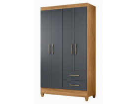 GUARDA ROUPA MOVAL CHILE 4 PORTAS FREIJÓ CINZA