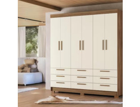 Guarda-roupa 6 Portas 9 Gavetas Mdp Colombo SANTOS ANDIRA Jatobá /AREIA