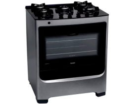 Fogão Consul 5 Bocas CFS5VAR com Mesa de Vidro, Trempes de Ferro Fundido e Acendimento Automático Bivolt - Inox