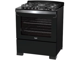 Fogão Dako 5 Bocas Diplomata com Mesa de Vidro, Acendimento Automático e Queimador Tripla Chama Bivolt – Preto
