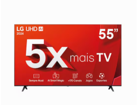 Smart TV 4K 55" LG Ultra HD 55UT8050 com Processador a5 Ger7 AI, Alexa/Chromecast integrado, Otimizador de Jogos, webOS 24 e Controle Smart Magic