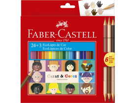 Lápis de Cor EcoLápis Caras e Cores 24 Cores + 6 Tons de Pele Faber-Castell CX 1 UN