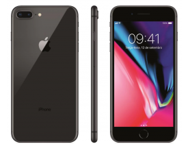 iPhone 8 Apple Plus com 64GB, Tela Retina HD de 5,5”, iOS 12, Dupla Câmera Traseira, Resistente à Água, Wi-Fi, 4G LTE e NFC – Cinza-Espacial