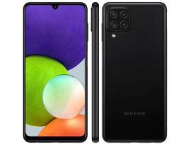 Smartphone Samsung Galaxy A22 Preto 128GB, 4GB RAM, Câmera Quádrupla Traseira, Tela Infinita de 6.4", Bateria de 5000mAh, Dual Chip e Octa Core