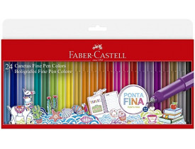 Caneta Ponta Fina, Faber-Castell, Fine Pen Colors, 24 Cores