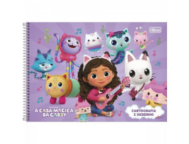 CADERNO TILIBRA CARTOGRAFIA E DESENHO ESPIRAL GRANDE 80 FOLHAS A CASA MAGICA DE GABBY