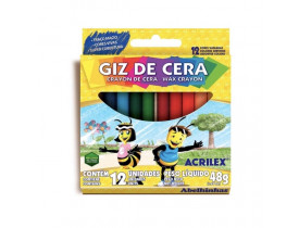 GIZ DE CERA ESCOLAR ACRILEX 12 CORES 48 GR