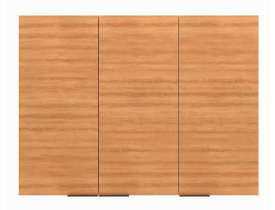 Armário Aéreo Bartira Cristal MDP 15mm com 3 Portas e 3 Prateleiras - 120cm de largura - Lâmina Mel