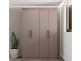 Guarda-Roupa Bartira Ville com 4 Portas, 2 Gavetas e 2 Prateleiras - 134cm de largura - Avelã/Capuccino
