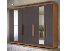 Roupeiro 8 Portas 4 gavetas Master NEW 8.4 Com Espelho Jatobá GRAFITE - SANTOS ANDIRÁ