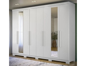 Roupeiro 8 Portas 4 gavetas Master NEW 8.4 Com Espelho BRANCO - SANTOS ANDIRÁ