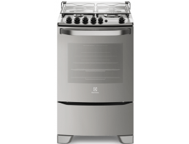 Fogão de Piso 4 Bocas cor Prata com Duplo Forno e Tripla Chama Electrolux (56DXQ)