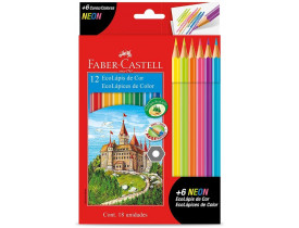LAPIS DE COR ECOLAPIS FABER-CASTELL 12 CORES + 6 NEON