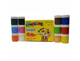 TEMPERA GUACHE COM 12 UNIDADES 15ML CADA - MARIPEL