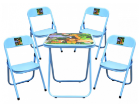 CONJUNTO INFANTIL 4 CADEIRAS AZUL FLORESTA 