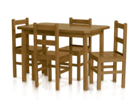 CONJUNTO BONAFÉ MESA 4 CADEIRAS SIMPLES IMBUIA