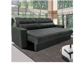 Sofá 3 lugares Cama inBox Clean com Assento Retrátil, Encosto Reclinável em Tecido Velusoft e 170cm de Largura - Cinza