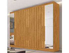 Guarda-Roupa Casal Oxford 6 Portas 6 Gavetas com Espelho Ripado 100% Mdf  - Mademarques PEROBA