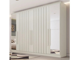 Guarda-Roupa Casal Oxford 6 Portas 6 Gavetas com Espelho Ripado 100% Mdf - Mademarques BRANCO