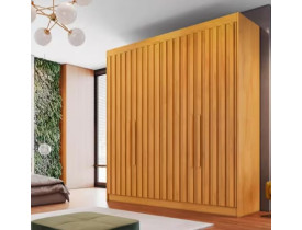 Guarda Roupa Casal 4 Portas 3 Gavetas Potente Ripado PEROBA