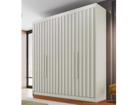 Guarda Roupa Casal 4 Portas 3 Gavetas Potente Ripado BRANCO