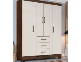 ROUPEIRO ZANZINI COSMOS 4 PORTAS E 3 GAVETAS JACARANDA/OFF WHITE