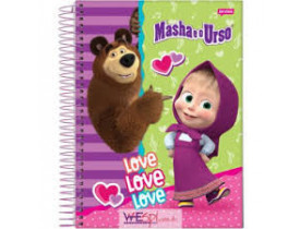 Caderno  01X1 Capa Dura  2019 Masha  E O Urso  96 Folhas 
