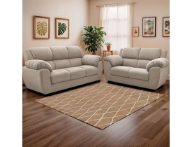 Sofá de 3 e 2 Lugares Cama inBox Paris com 202cm e 152cm de Larguras e Revestidos em Bouclé - Bege Claro