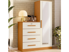 Cômoda Sapateira Com Espelho 4 Gavetas 1 Porta Cancun Ggwt