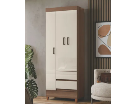 Guarda Roupa Solteiro 3 Portas 2 Gavetas Jequitiba Off White