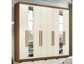 Roupeiro 8 Portas 4 gavetas Master NEW 8.4 Com Espelho Jatobá Areia - SANTOS ANDIRÁ