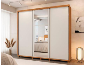 Guarda Roupa Casal Berlin C/Espelho 100% MDF Camas Fenix - Marrom