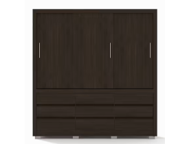 Guarda-Roupa Bartira Arezzo com 3 Portas e 9 Gavetas Externas - 207,4cm de largura - Café